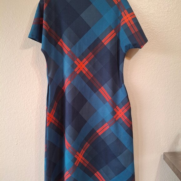 NWOT LuLaRoe Plaid A-Line Dress M Pockets Blue Knee Length - Picture 11 of 15